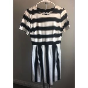 LOFT Striped Work Flare Dress (Petite)